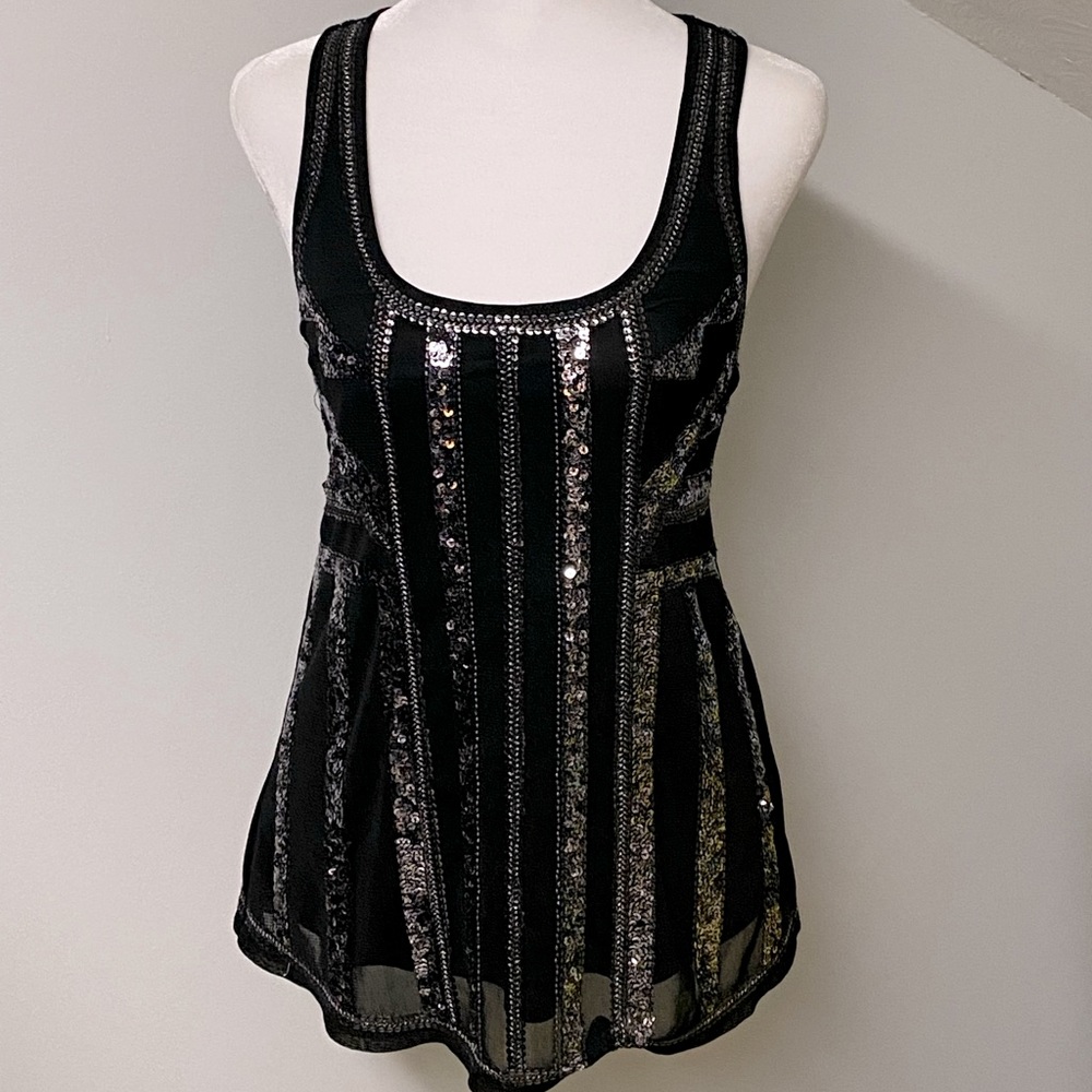 EXPRESS Black Sequined Tank Top